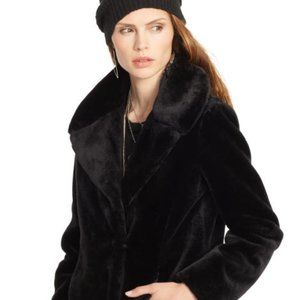 Denim & Supply Ralph Lauren Faux Fur Sheared Beaver Coat-Black-Women's Medium